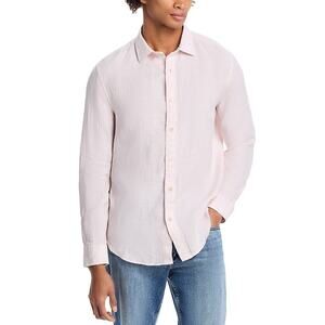 The Men's Store at Bloomingdale's Pencil Stripe Linen Shirt Peach Size M 0683